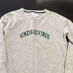 Vineyard Vines Light Gray Crewneck Sweater with Green Arch Logo